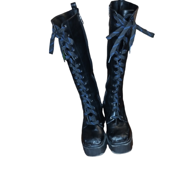 Shoes - Lace up Knee High Super Chunky Heels Size 10 * some scuffs on the toe *see pics